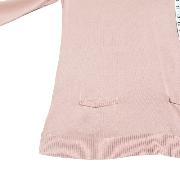 Talbots 3/4 Sleeve Front Pocket Zipper Back Sweater Pink Sz Small - Picture 12 of 13